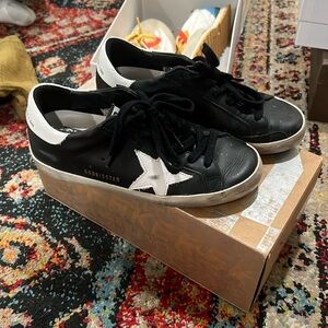 Golden Goose Superstar Leather Black White Star